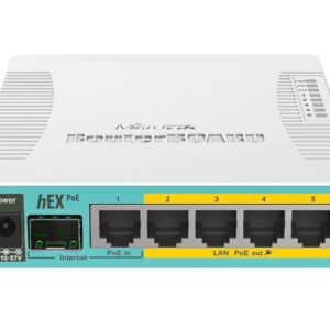 Mikrotik Wired Ethernet Router RB960PGS, hEX PoE, CPU 800MHz, 128MB RAM, 16MB, 1xSFP, 5xGigabit LAN, 1xUSB, Power Output On ports 2-5, Ourput: 1A max per port; 2A max total, RouterOS L4 | hEX PoE Router | RB960PGS | No Wi-Fi | 10/100/1000 Mbit/s | Ethernet LAN (RJ-45) ports 5 | Mesh Support No | MU-MiMO No | No mobile broadband | 1xUSB | 12 month(s)