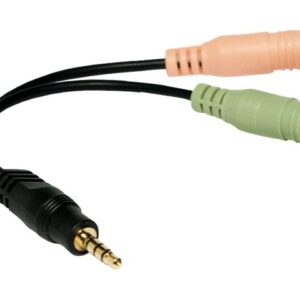 Logilink | Audio jack adapter, 4-pin, 3.5 mm stereo male to 2x 3.5mm female | 0.15 m