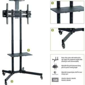 Sunne | Floor stand | S112 multifunctional Mobile TV cart | Tilt | 37-70 " | Black