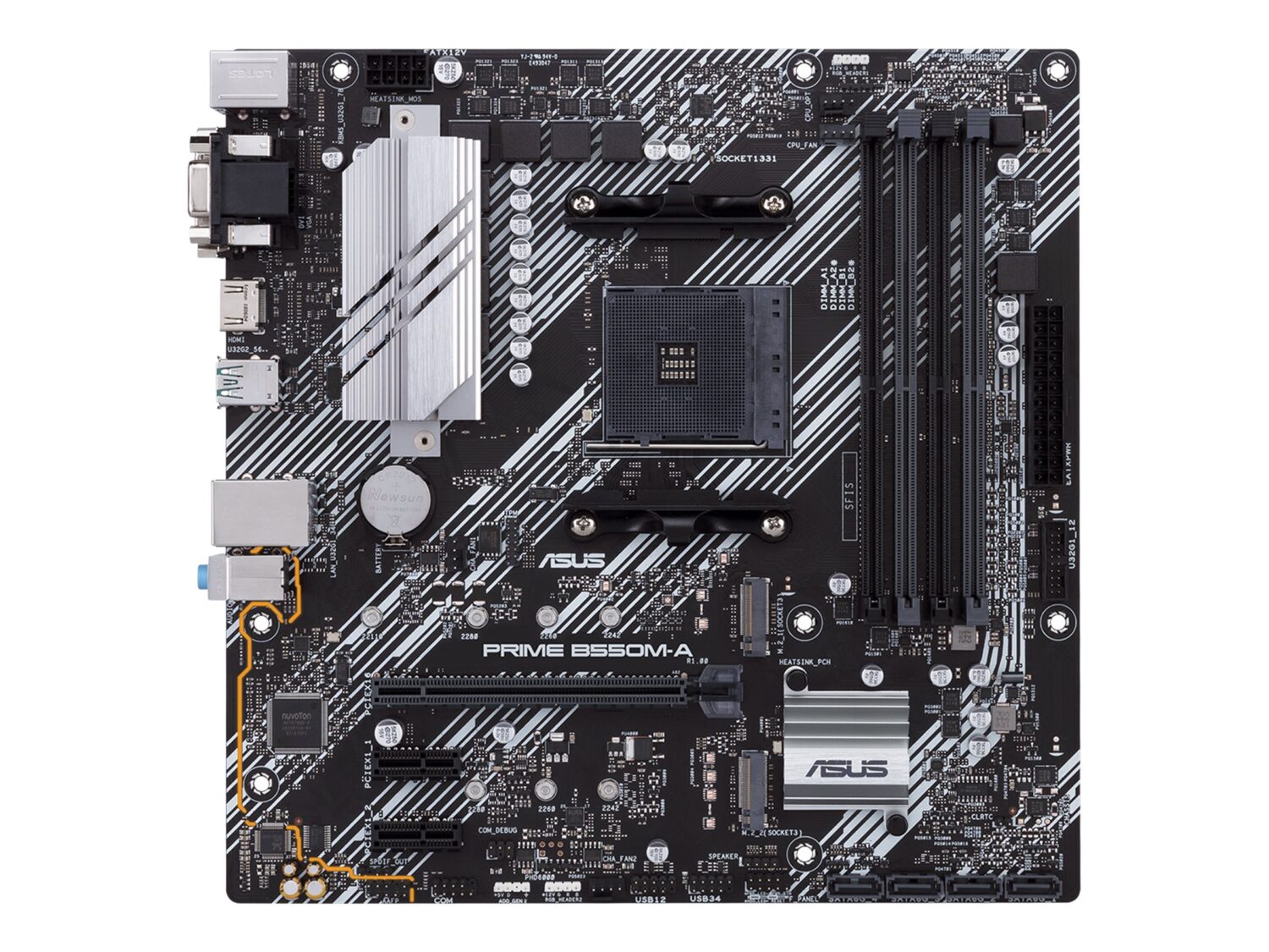 Asus | PRIME B550M-A | Processor family AMD | Processor socket AM4 | DDR4 | Memory slots 4 | Supported hard disk drive interfaces M.2, SATA | Number of SATA connectors 4 | Chipset AMD B | Micro ATX