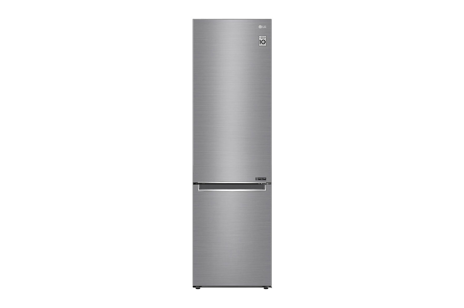 LG | Refrigerator | GBB72PZEMN | Energy efficiency class E | Free standing | Combi | Height 203 cm | No Frost system | Fridge net capacity 277 L | Freezer net capacity 107 L | 36 dB | Silver