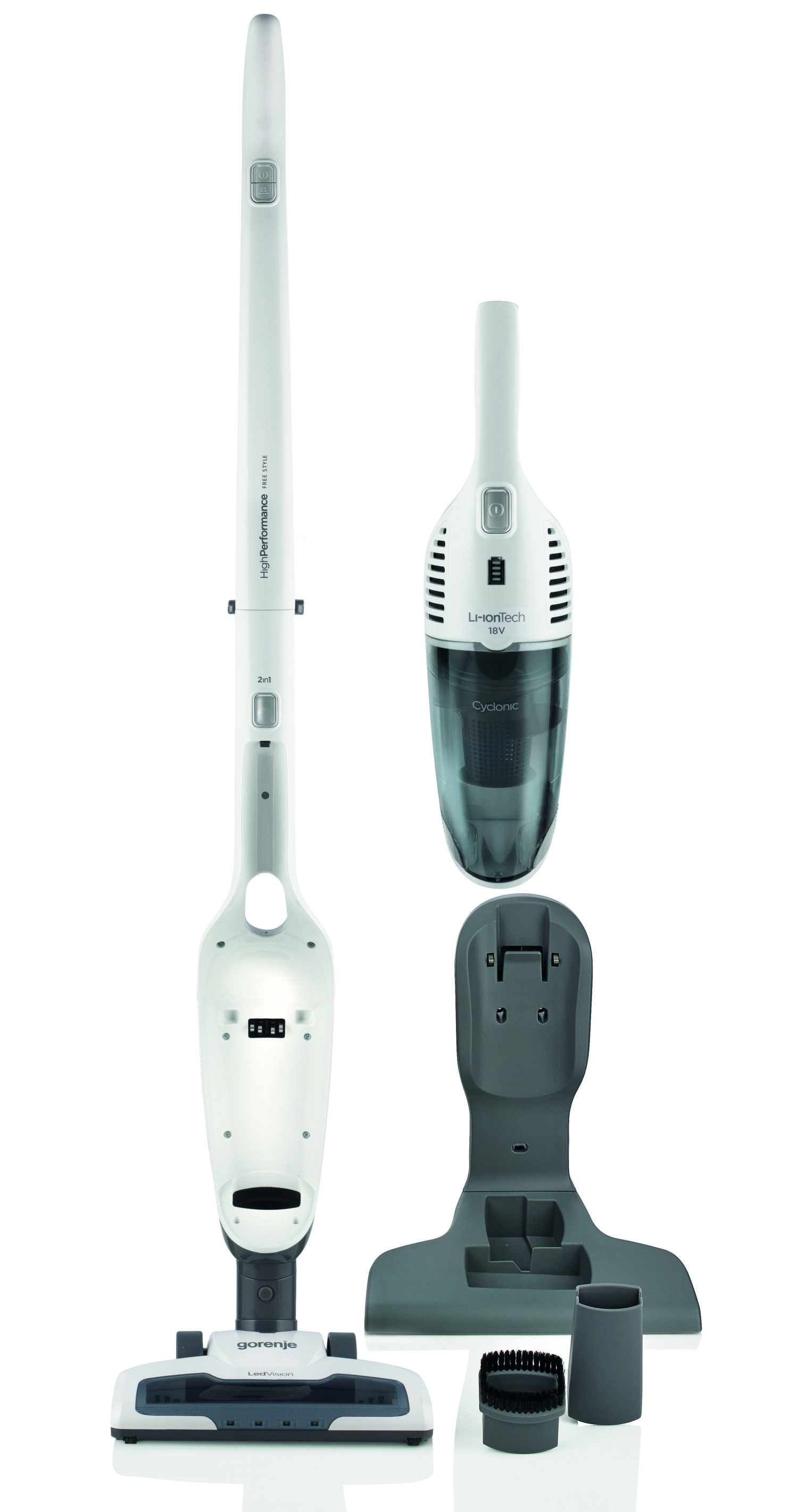 Gorenje | Vacuum cleaner | SVC180FW | Handstick 2in1 | Handstick | - W | 18 V | Operating time (max) 50 min | White | Warranty 24 month(s) | Battery warranty 12 month(s)