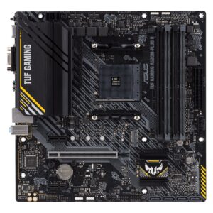 Asus | TUF GAMING A520M-PLUS II | Processor family AMD | Processor socket AM4 | DDR4 DIMM | Memory slots 4 | Supported hard disk drive interfaces 	SATA, M.2 | Number of SATA connectors 4 | Chipset  AMD A520 | Micro ATX