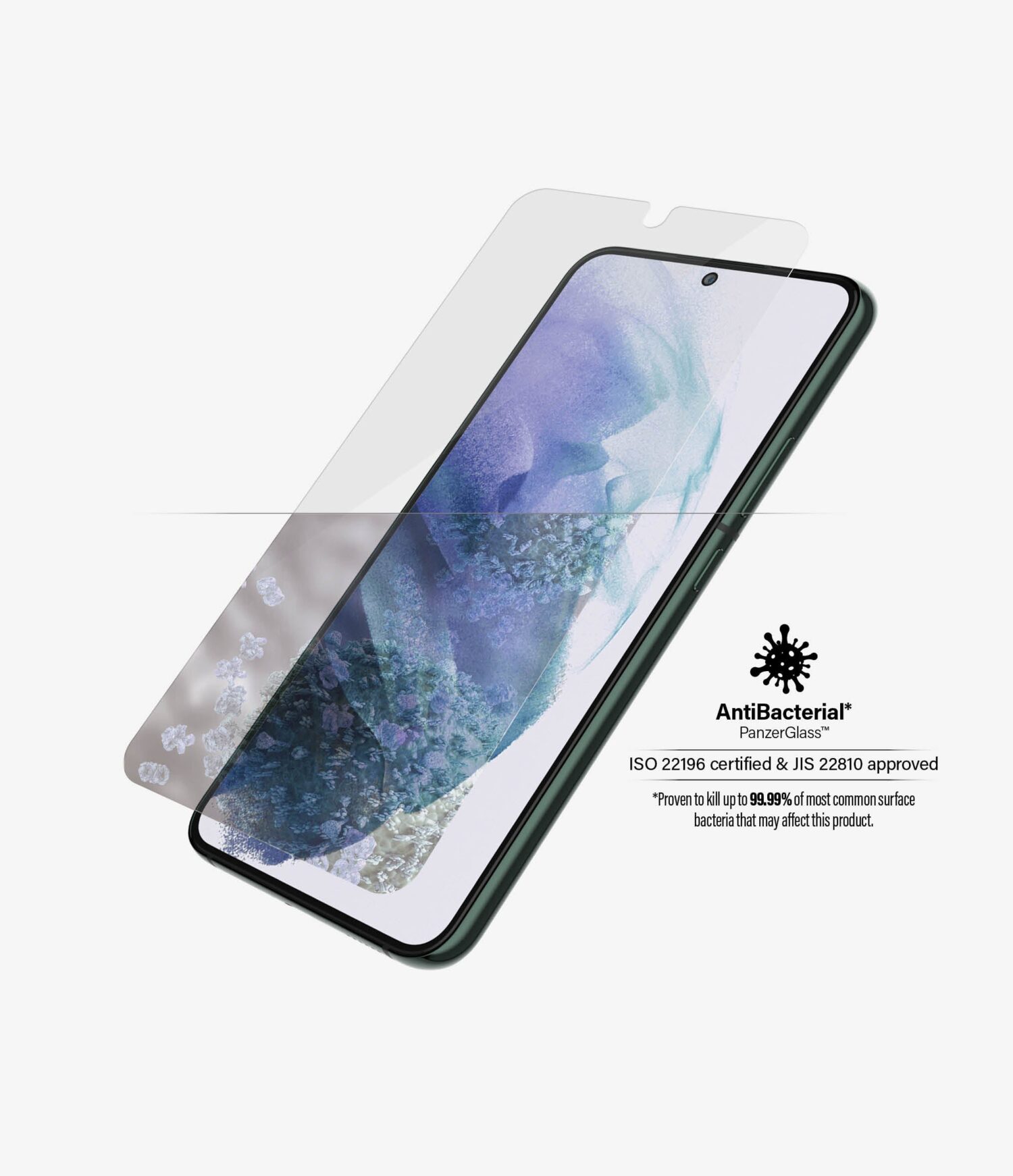 PanzerGlass | Samsung | Galaxy S22+ | Tempered glass | Transparent | Case friendly. Compatible with ultrasonic fingerprint sensor. 100 % touch sensitivity. Antibacterial (ISO 22196 certified & JIS 22810 approved) | Screen Protector