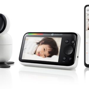 Motorola PIP1610 HD CONNECT 5.0" Wi-Fi HD Motorized Video Baby Monitor, White/Black | Motorola | Wi-Fi HD Motorized Video Baby Monitor | PIP1610 HD CONNECT 5.0" | 5.0” IPS color display with HD 1280 x 720px resolution; Remote pan, tilt and zoom; Two-way talk; Secure and private connection; 24-hour event monitoring  and streaming; Wi-Fi connectivity for on-the-go viewing;  2.4GHz FHSS wireless technology for in-home viewing; Room temperature monitoring; Infrared night vision; High sensitivity microphone; Wall Mount (using bracket provided) | White/Black