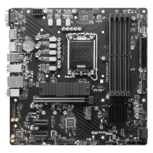 MSI | PRO B760M-P | Processor family Intel | Processor socket  LGA1700 | DDR5 DIMM | Memory slots 4 | Supported hard disk drive interfaces 	SATA, M.2 | Number of SATA connectors 4 | Chipset Intel B760 | mATX