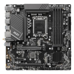 MSI | PRO B760M-A WIFI | Processor family Intel | Processor socket  LGA1700 | Memory slots 4 | Supported hard disk drive interfaces SATA, M.2 | Number of SATA connectors 4 | Chipset Intel B760 | mATX