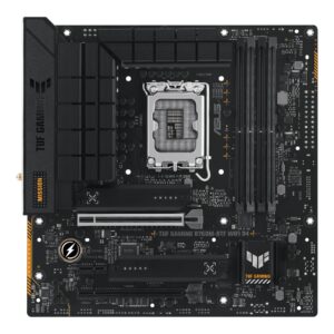 Asus | TUF GAMING B760M-BTF WIFI | Processor family Intel | Processor socket LGA1700 | DDR5 | Supported hard disk drive interfaces M.2, SATA | Number of SATA connectors 4