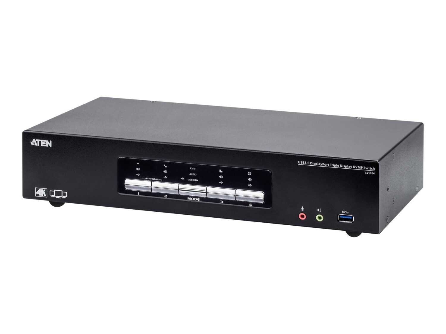 Aten 4-Port USB3.0 4K DisplayPort Triple Display KVMP Switch | CS1964