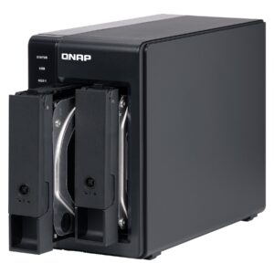 QNAP 2 Bay USB Type-C Direct Attached Storage with Hardware RAID | TR-002 | Micro | 6 GB | Black