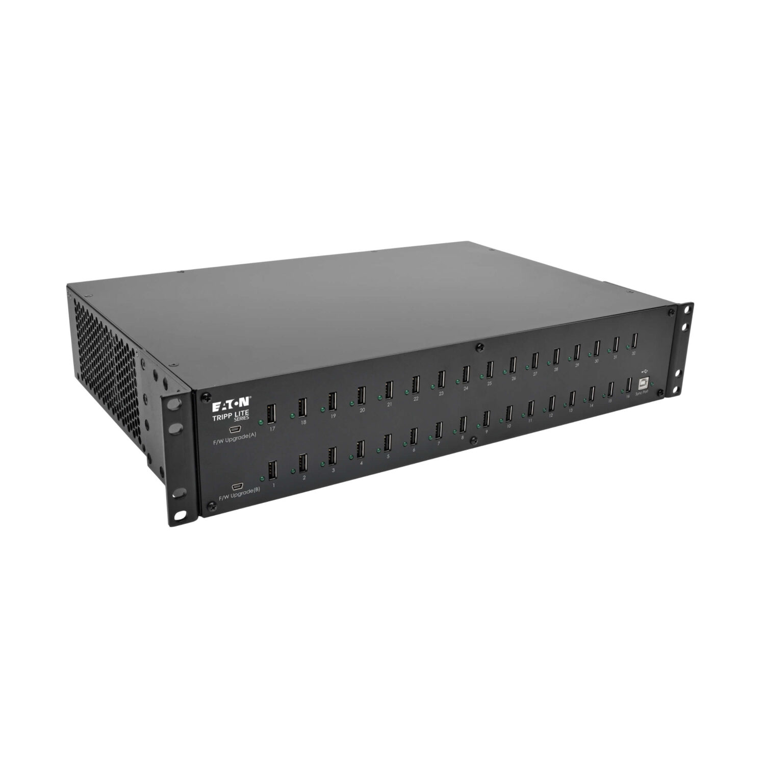 Tripp Lite 32-Port USB Charging Station with Syncing, 230V, 5V 80A (400W) USB Charger Output, 2U Rack-Mount | U280-032-RMINT