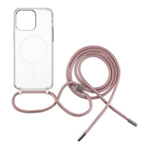 Fixed | MagPure Neck | Back Cover with Lanyard | Apple | iPhone 16 Plus | TPU | Clear, Pink