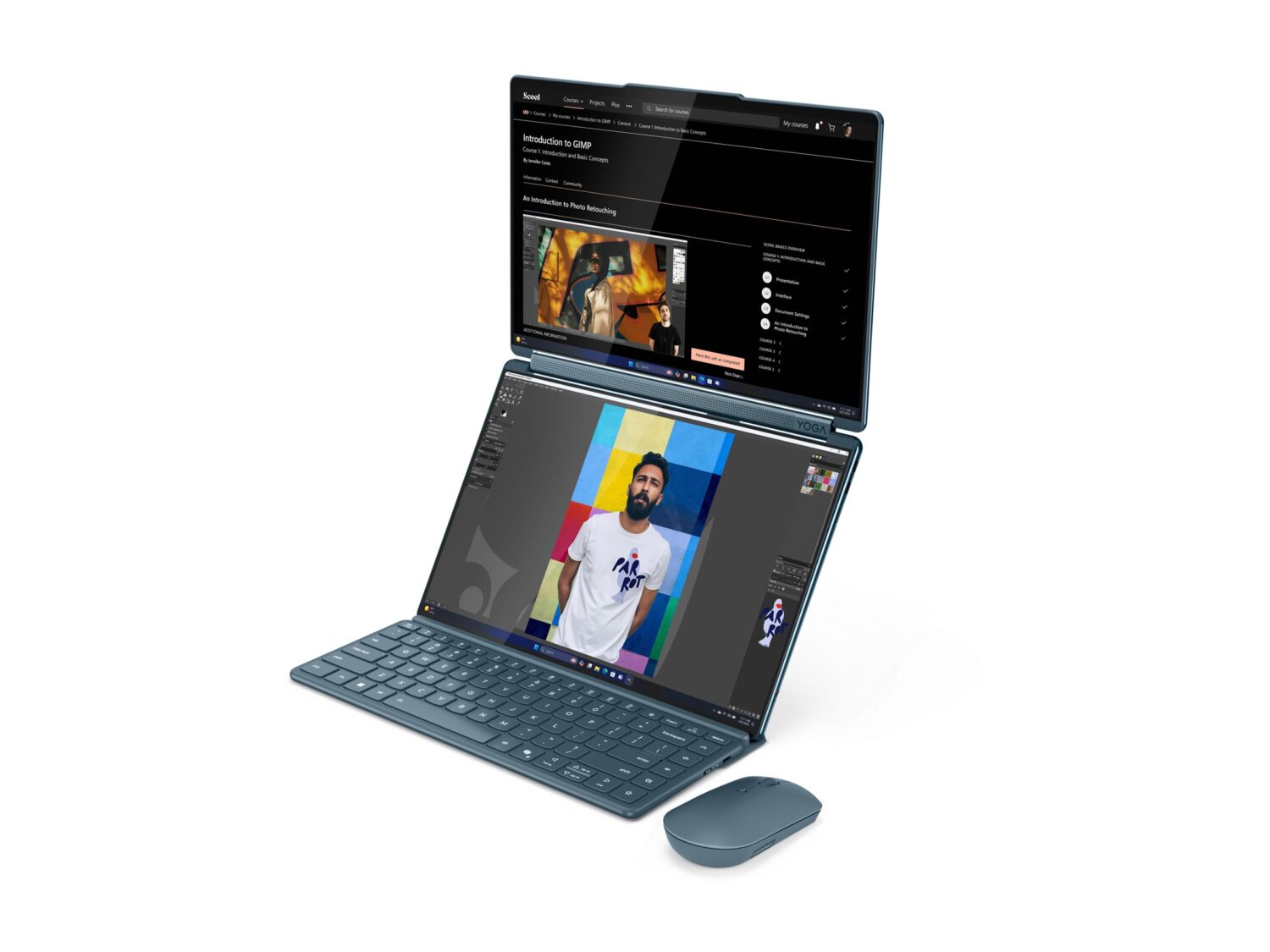 Lenovo Yoga Book 9 14IAH10 | Tidal Teal | 2x14 " | OLED | Touchscreen | 2.8K WQXGA+ | 2880 x 1800 pixels | Intel Core Ultra 7 | 255H | 32 GB | Soldered LPDDR5x | Solid-state drive capacity 1000 GB | Intel Arc 140T GPU | Windows 11 Pro | 802.11be | Bluetooth version 5.4 | Keyboard language English | Keyboard backlit | Warranty 24 month(s) | Battery warranty 12 month(s)