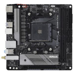 ASRock B550M-ITX/AC | Processor family AMD | Processor socket AM4 | DDR4 | Supported hard disk drive interfaces SATA, M.2 | Number of SATA connectors 4