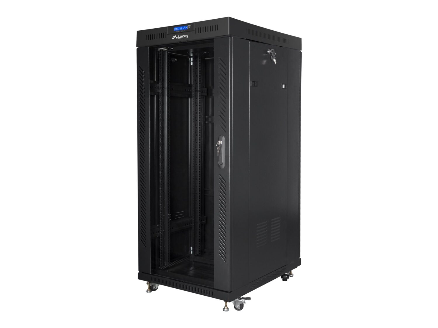 Lanberg | Rack cabinet 19" free-standing 27U/600x800 (flat pack) with glass door, LCD | FF01-6827-12BL | Black