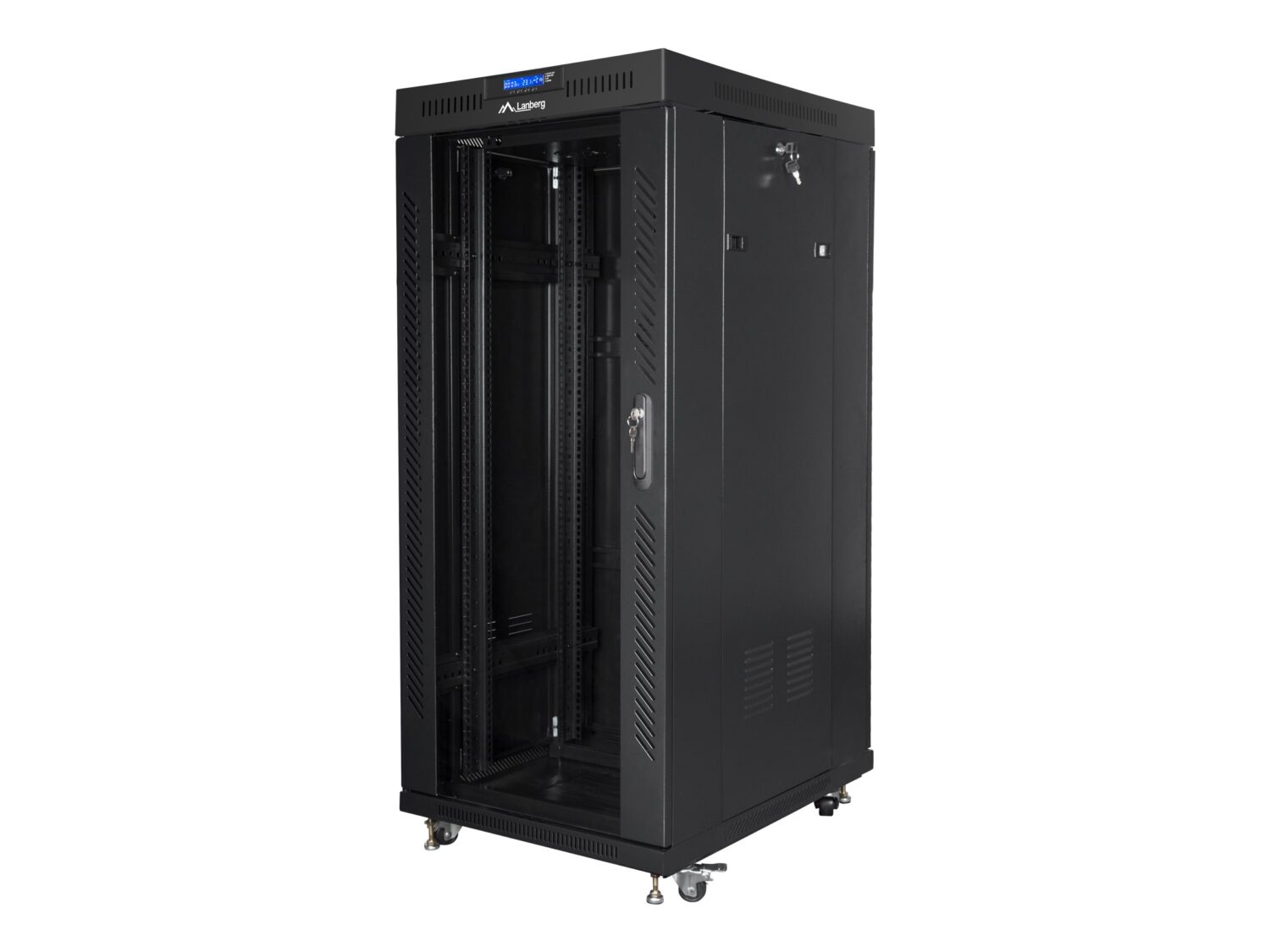 Lanberg | Rack cabinet 19" free-standing 27U/800x1000 (flat pack) with glass door, LCD | FF01-8027-12BL | Black